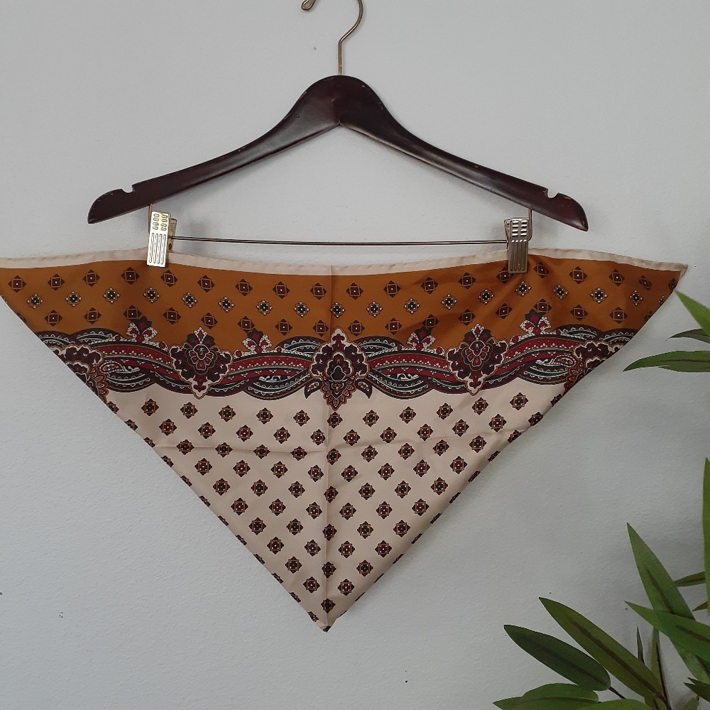 Vintage Paisley Silk Square Scarf